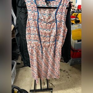 Red, white and blue mid length sleeveless dress